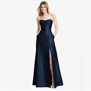 Alfred Sung - Strapless Satin A-Line Gown